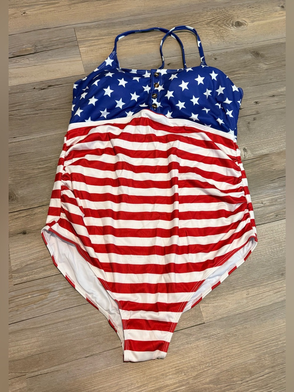 American Flag one piece bathing suit XL red/white/blue new in bag